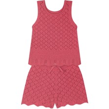 Antebies Narçiçeği Jakarlı,kolsuz Bluz,bağlamalı Şort, Triko Kız Çocuk Takım