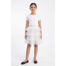 Kinderos Beli Lastikli Katlı Kız Çocuk Tütü Etek - 26Y 1620