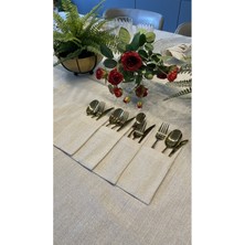 Feyza Design Şık Simli Ekru Kaşıklık 6’lı Set, Zarif Mutfak Gereçleri