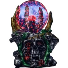 Hediye Fikri Gotik Kafatası Tasarım Plazma Lamba 12X20 cm – Dokunmatik Elektrik Küre Masa Dekoru