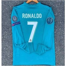 Portego R. Madridd 2017/18 Sezonu Cristiano Ronaldo Röveşata Nostalji Forması (Uzun Kol)
