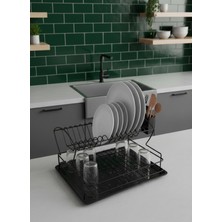 Feyza Design Paslanmaz Çift Katlı Luna Bulaşık Kurulama Rafı, Şık ve Dayanıklı Tasarım