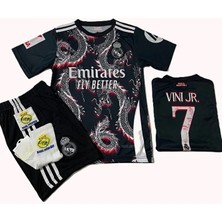 Portego R. Madridd 2024/25 Sezon Dragon Desenli Vini Jr. Çocuk Forma 4'lü Set (Arma-Black-Red)