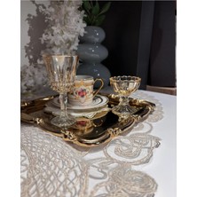 ZaTen Pazar Premium Bal Rengi 12 Parça Ikram Seti 6'lı Kahve Yanı Su Bardağı+6'lı Lokumluk