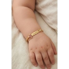 Parmas Design Bebek Künyesi Maşallah Yazılı 925 Ayar Gümüş Kelebek El Ayak Figür Kırmızı Taşlı