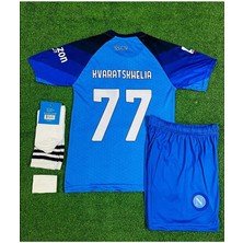 Portego Napoli 2023/24 Yeni Sezon Kvaratshelia Iç Saha Çocuk Forması 4'lü Set