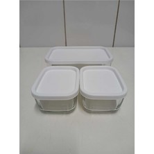 Feyza Design Beyaz Kapaklı Çok Amaçlı Saklama Kabı Seti, 3 Parça, Pratik ve Güvenli