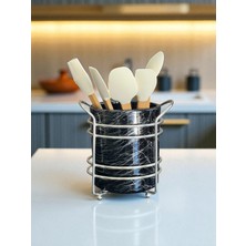 Feyza Design Şık Siyah Mermer Seramik Dik Kaşıklık, Modern ve Fonksiyonel Tasarım