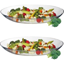 Paşabahçe 2'li Oval Servis Kayık Tabak 25 Cm Cam Malzeme ve Şık Desen ile Mükemmel Sunum