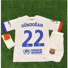 Portego F.c B.a.r.c.e.l.o.n.a 2023-24 Sezon Ilkay Gündoğan Beyaz Deplasman Çocuk Forması 3'lü Set