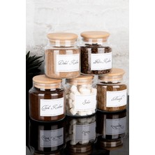 Feyza Design 5'li 500ML Ahşap Kapaklı Kahve Kavanoz Seti, Türk Kahvesi & Nescafe