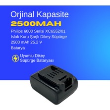 Ümit Maker Philips 6000 Serisi XC6552/01 Islak Kuru Şarjlı Dikey Süpürge 2500 mAh 25.2 V  Batarya – Orjinal Uyumlu Uzun Ömürlü, Yüksek Performans Pil