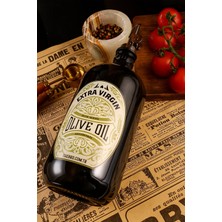 TheBRo 750ML Ahşap Stantlı Black Green Elite Serisi Siyah Ağırlık Dökücülü Cam Zeytinyağı Şişesi