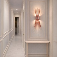 Nazik Aydınlatma Kirpi Rose Modern Pilli ve Elektrikli Günışığı Ledli 1ADET Duvar Apliği 1 Adet Pilli Aplik