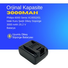 Ümit Maker Philips 6000 Serisi XC6552/01 Islak Kuru Şarjlı Dikey Süpürge 3000 mAh 25.2 V  Batarya – Orjinal Uyumlu Uzun Ömürlü, Yüksek Performans Pil