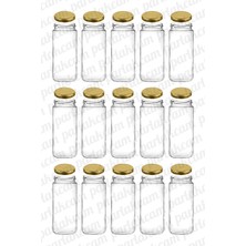 Feyza Design 15'li 500ML Metal Kapaklı Bakliyat ve Reçel Saklama Kavanozu Seti