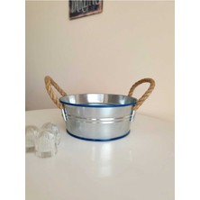 Feyza Design Dekoratif Kap Düzenleme Sepeti, Galvaniz, Country Vintage, Ekmeklik, Kulplu