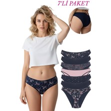 New Lilla 18001-1 Kadın 7'li Flowers Bikini Külot Paketi