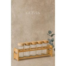 Feyza Design 5'li Bambu Baharatlık Seti, Şık ve Kullanışlı Mutfak Aksesuarları