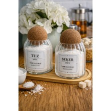 Feyza Design Standlı 2’li Mantar Top Kapaklı Cam Kavanoz Seti, Şık ve Kullanışlı