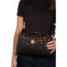 Luvi George Siyah Sarı Desenli Kadın Çapraz Çanta