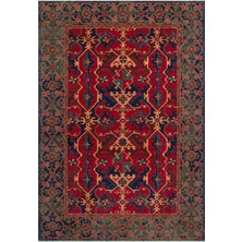 Cool Halı Mardin Kırmızı Anadolu Desenli Yumuşak Parlak % 100 Natural Iplik Yünlü El Dokuması Salon Halısı