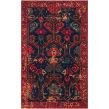 Cool Halı Mardin Kırmızı Lacivert Çok Renkli Otantik Etnik Desen El Dokuma Yünlü Yumuşak Salon Ev Oda Halısı