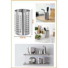 Feyza Design Paslanmaz Çelik Yuvarlak Kaşıklık Çatal Bıçaklık, 18 cm