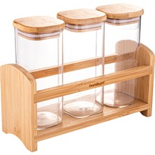 Feyza Design Şeffaf 4 Parça Baharatlık Seti, 350 Ml, Standlı, Pratik ve Şık Tasarım