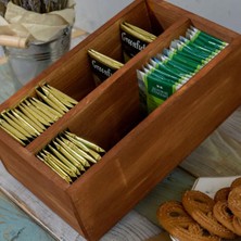 Feyza Design Doğal Ahşap Poşet ve Kahve Organizeri 30X16 Cm, Şık ve Fonksiyonel