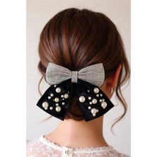 Incili ve Taşlı Otomat Toka Siyah