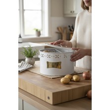 Feyza Design Beyaz Metal Patates ve Soğan Saklama Kabı, 18 Lt, Bölmeli, Dayanıklı