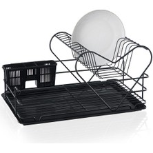 Feyza Design Iki Katlı Siyah Tabaklık Bulaşıklık, Pratik ve Şık Tasarım