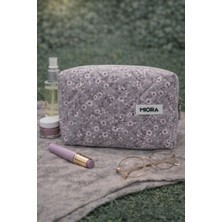 Lila Çiçek Desenli Makyaj ve Seyahat Çantası-Düzenleyici&organizer