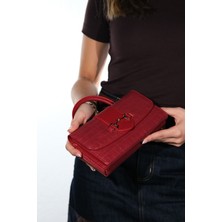 Luvi B35113 Kırmızı Kadın Kartlıklı Kol Çantası