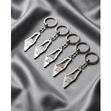 Zaytoon 5\'li Filistin Haritasi Içinde Kübbatu Alsahra ve Arapça Atasözü Gümüş Rengi Anahtarlık Ünisex A300050-05