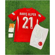 Portego Türkiye 2024 Barış Alper Yılmaz Saha Çocuk Forması 4'lü Set (Euro 2024 Patch) Kırmızı