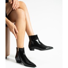 Follini Kadın Hakiki Deri Bot Siyah Rugan