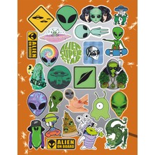 Hediyene Bak Alien Uzaylı Sticker Seti | Laptop Ajanda Notebook Tablet Telefon Defter Etiket Bullet Journal