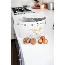 Feyza Design Büyük Boy Metal Patates ve Soğan Sepeti, 18 L, Şık ve Dayanıklı Beyaz