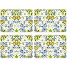 The Grade Amerikan Servis 4'lü Limon Detaylı Tabak Altlığı Leke Tutmaz Amerikan Servis Modern Amerikan