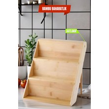 Feyza Design 3 Katlı Bambu Baharatlık Standı, Ayaklı Organizer, Çekmeceli Tasarım