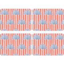 The Grade Amerikan Servis 4'lü Sarı Palmiye Tabak Altlığı Leke Tutmaz Amerikan Servis Ev Dekorasyon