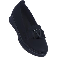 Alens A7 Nubuk Siyah Kadın Günlük Babet Ayakkabı