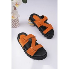 Sy Leather Nell Model Hakiki Deri Içi Fuspetli Kaymaz Taban Halka Aksesuarlı Kadın Terlik