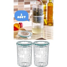 Feyza Design 2'li Zeytinlik ve Turşu Saklama Kabı, Süzgeçli, 1,5 Lt, Pratik Kullanım