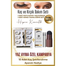 Özgürce Doğal Görünüm Takma Kirpik ve Koyu Kahve Kaş Pudrası Seti