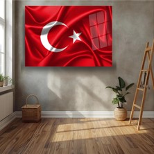 Glitglass Türk Bayrağı Cam Tablo - 4mm Temperli Cam - Dalgalanan Bayrak Modern Duvar Dekoru - Ofis ve Ev