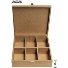 Ehobici Kare Altı Bölmeli Ahşap Kutu 26X26CM KU325
