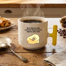 Finka Dekor Ben Diyoru Kilo Vermek Baskılı-Sarı T Hediyelik Seramik Kupa Bardak